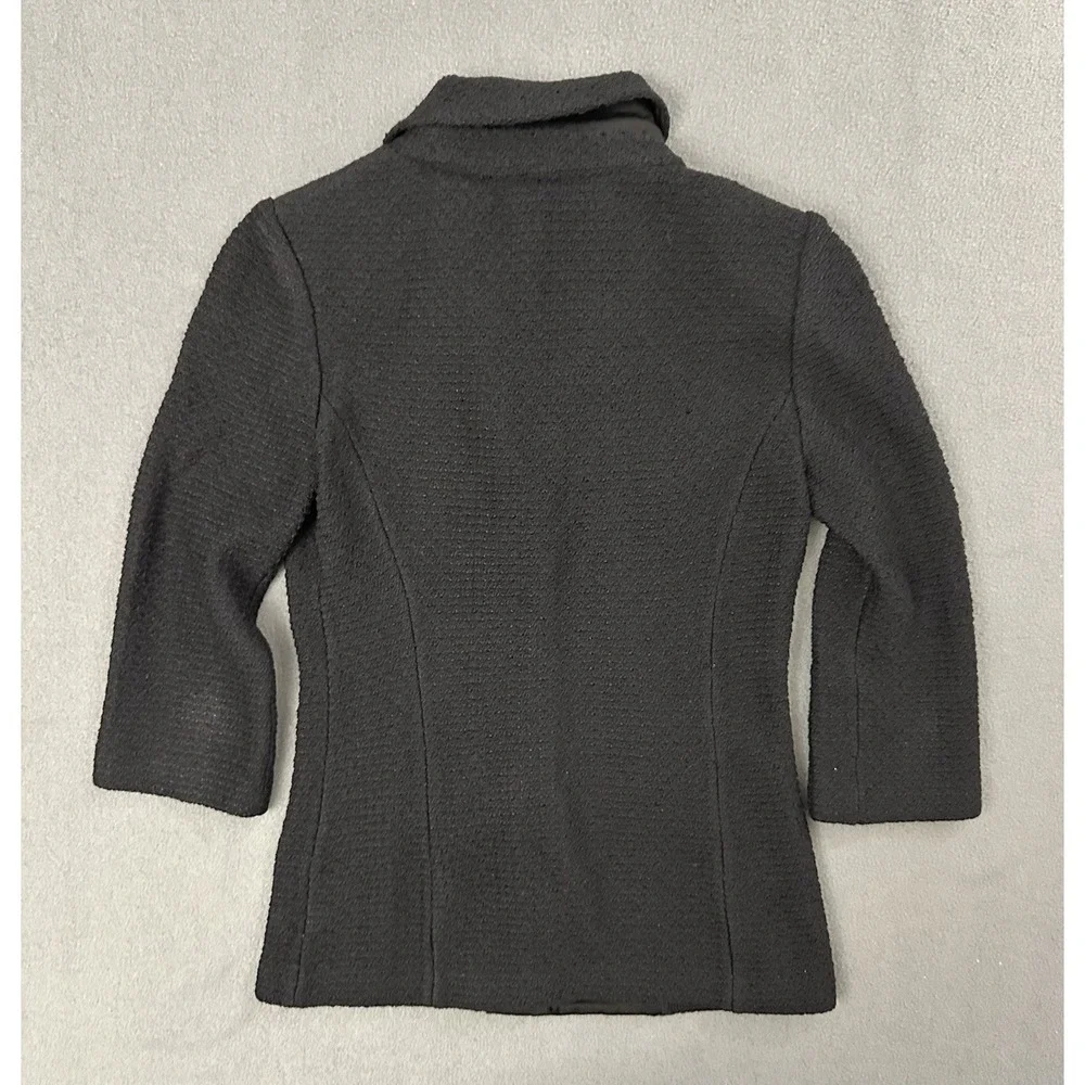ST JOHN COLLECTION Classic Knit Sweater Blazer Size 0 Black Women Jacket Pockets